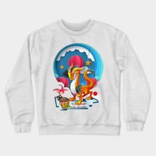 The Orange Dragon with Pterodactyl Crewneck Sweatshirt